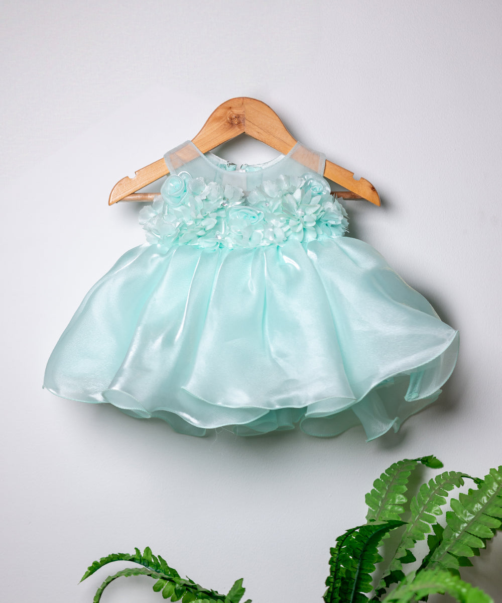 Baby Girl's Aqua Blue Floral Party Dress