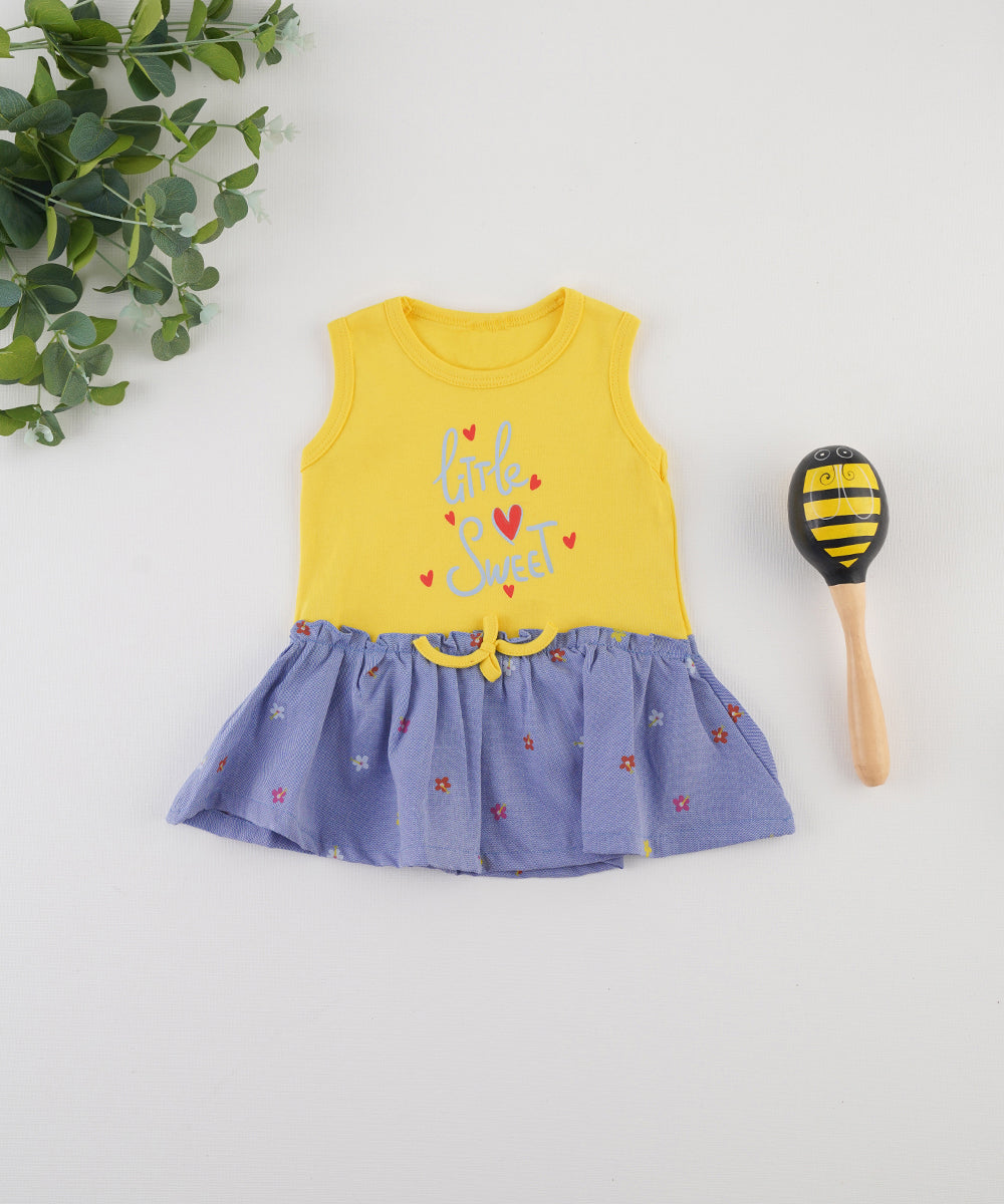 🌼 Little Sweet Sleeveless Dress - Yellow & Blue 🌼