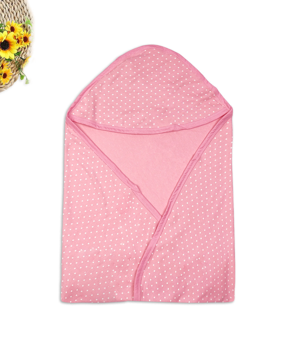 Charming Pink Baby Wrapper with Polka Dots and Hood