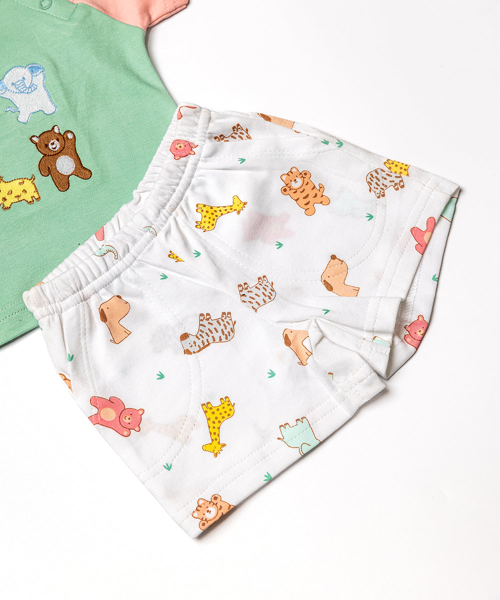 Adorable Animal Printed Baby T-Shirt and Shorts Set