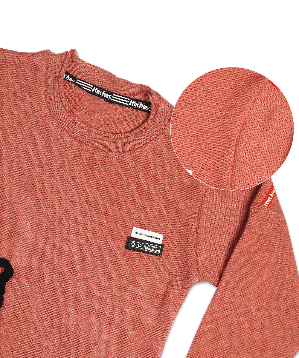 Trendy Blush T-Shirt & Black Denim Jeans Set for Boys