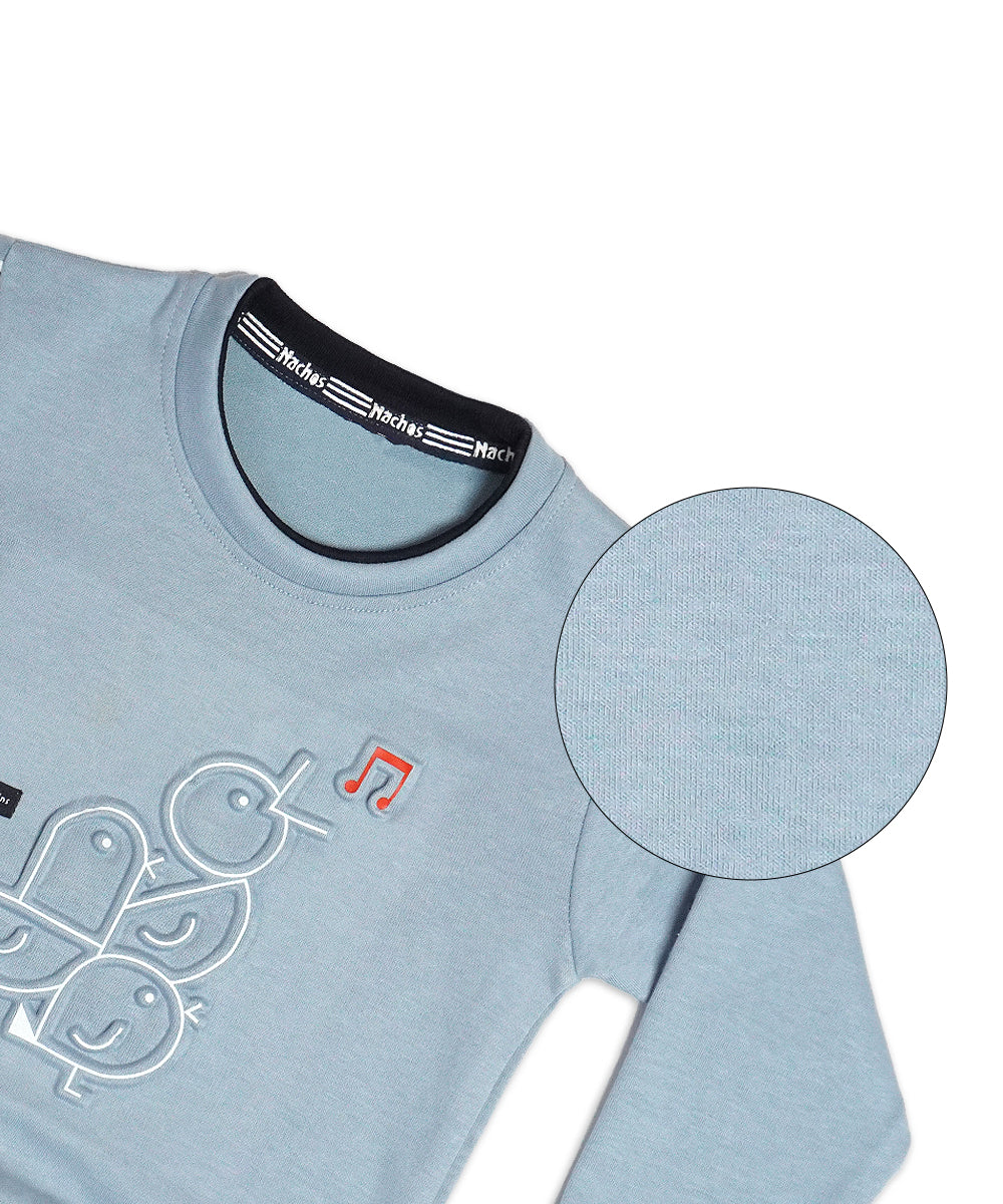 Trendy Steel Sky T-Shirt & Denim Jeans Set for Boys