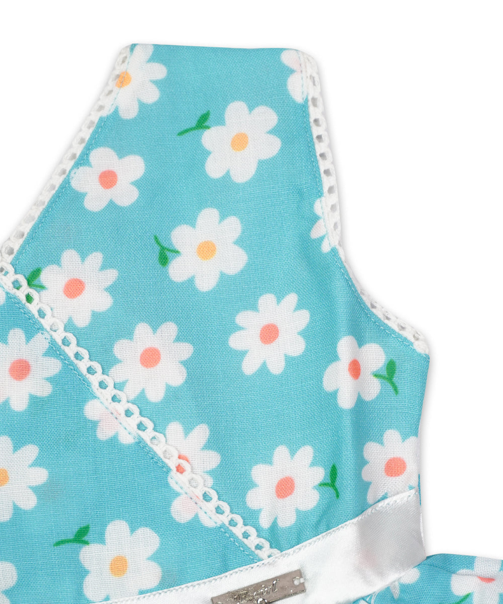 Aqua Blue Floral Ruffle Baby Dress – Cute & Comfortable