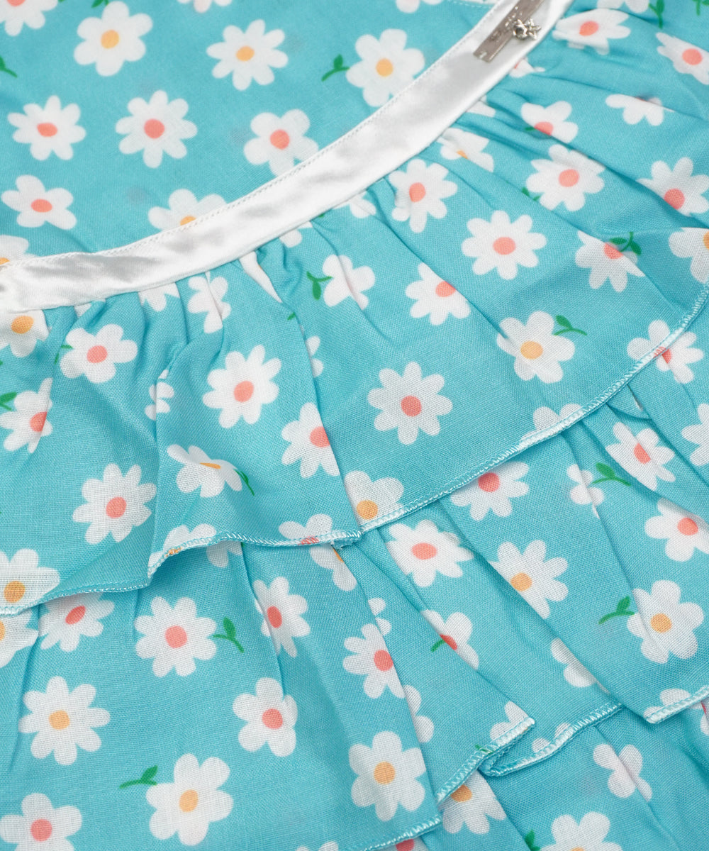 Aqua Blue Floral Ruffle Baby Dress – Cute & Comfortable