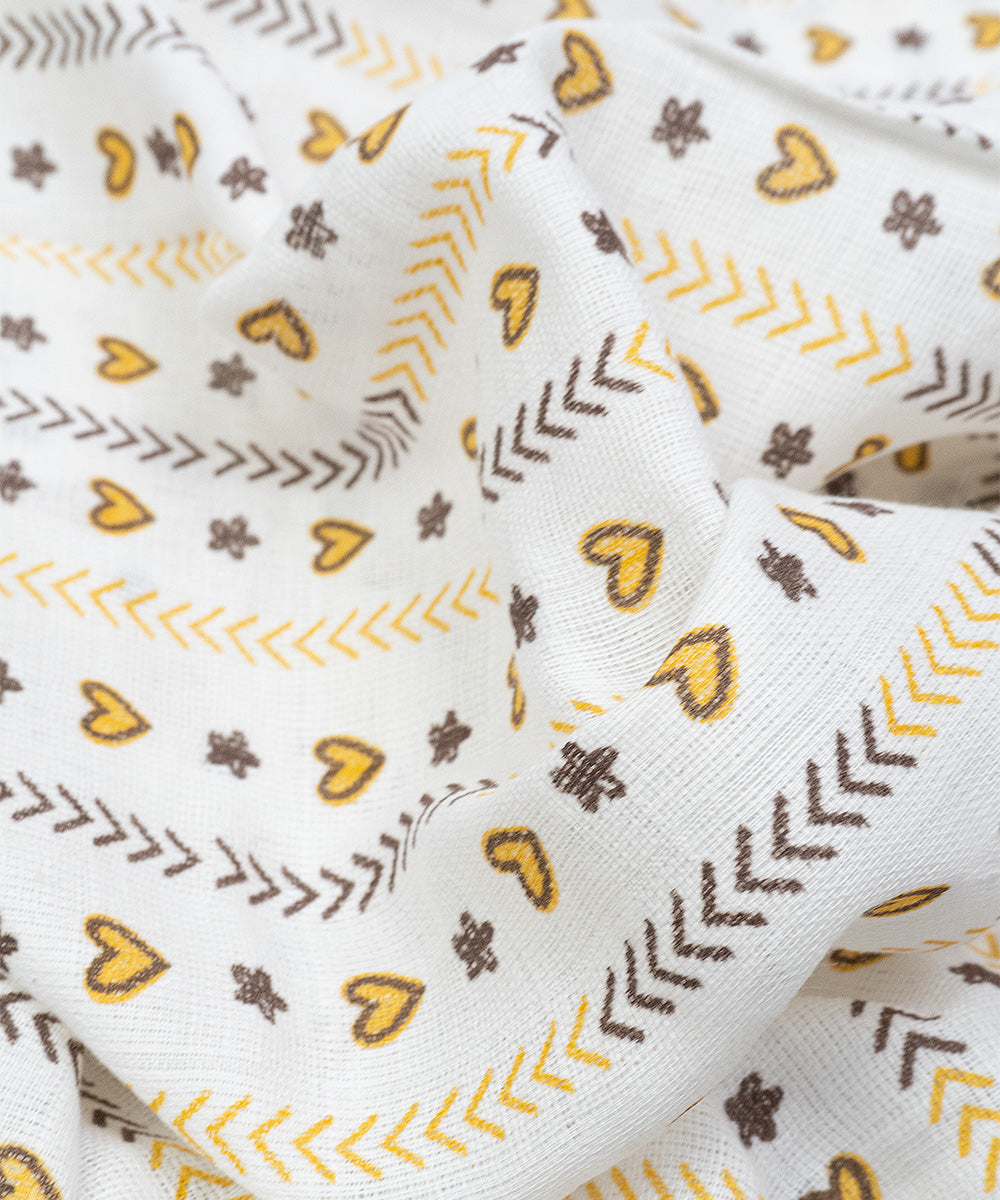 Soft Muslin Baby Swaddle - Yellow Heart Pattern