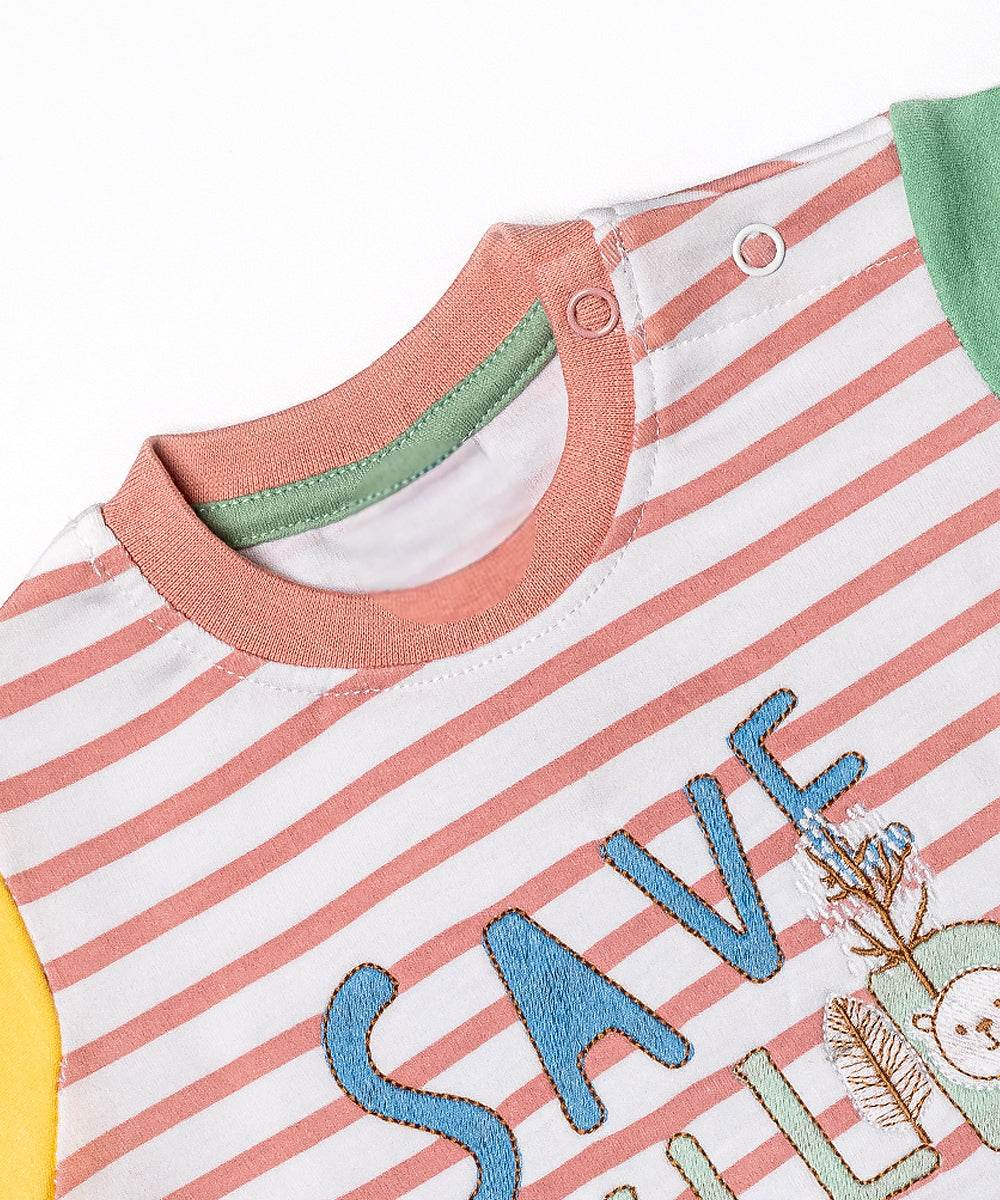 Baby Boy "Save Wildlife" Striped T-Shirt & Shorts Set