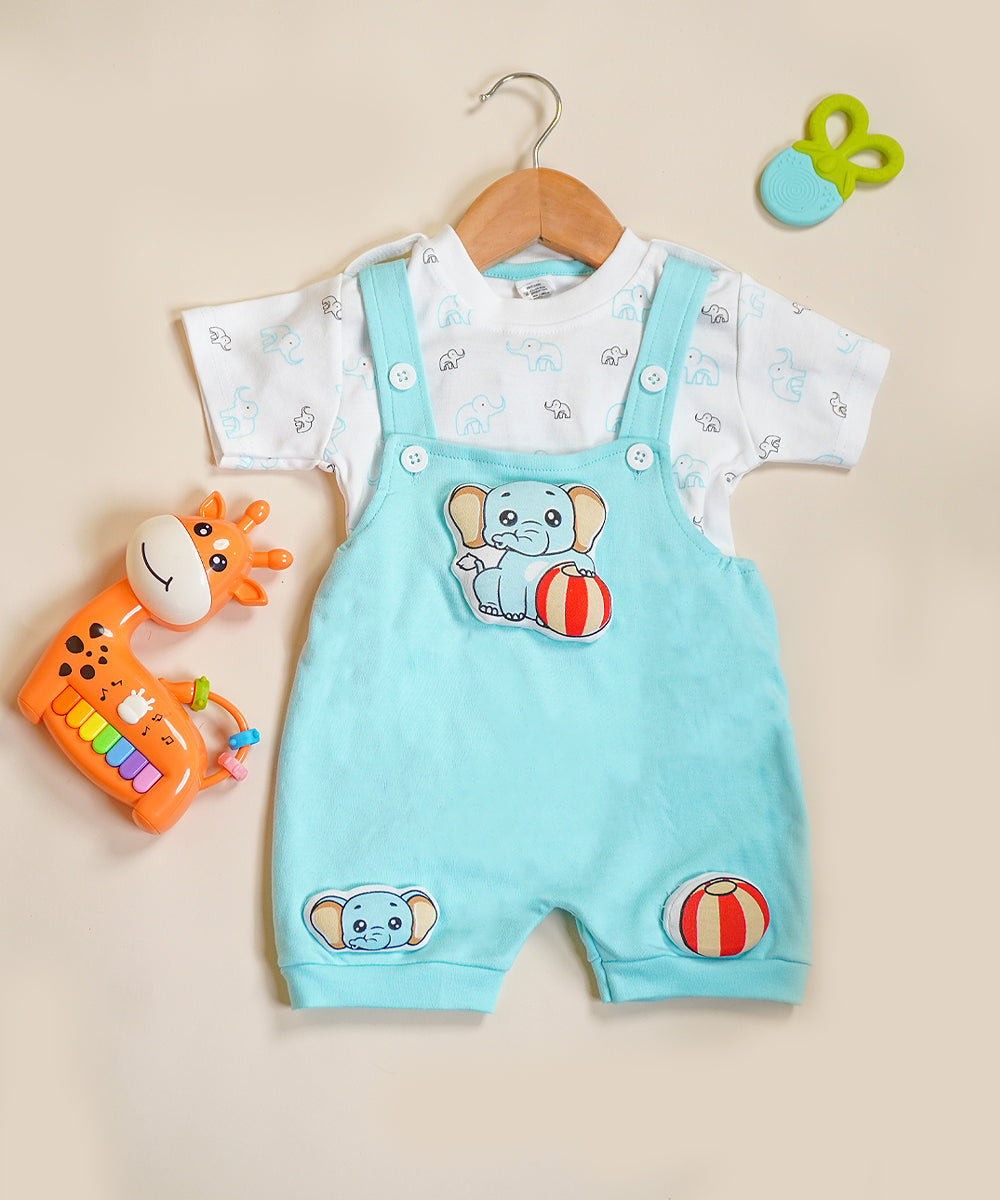 Baby Elephant Dungaree Set β Sky Blue ππ