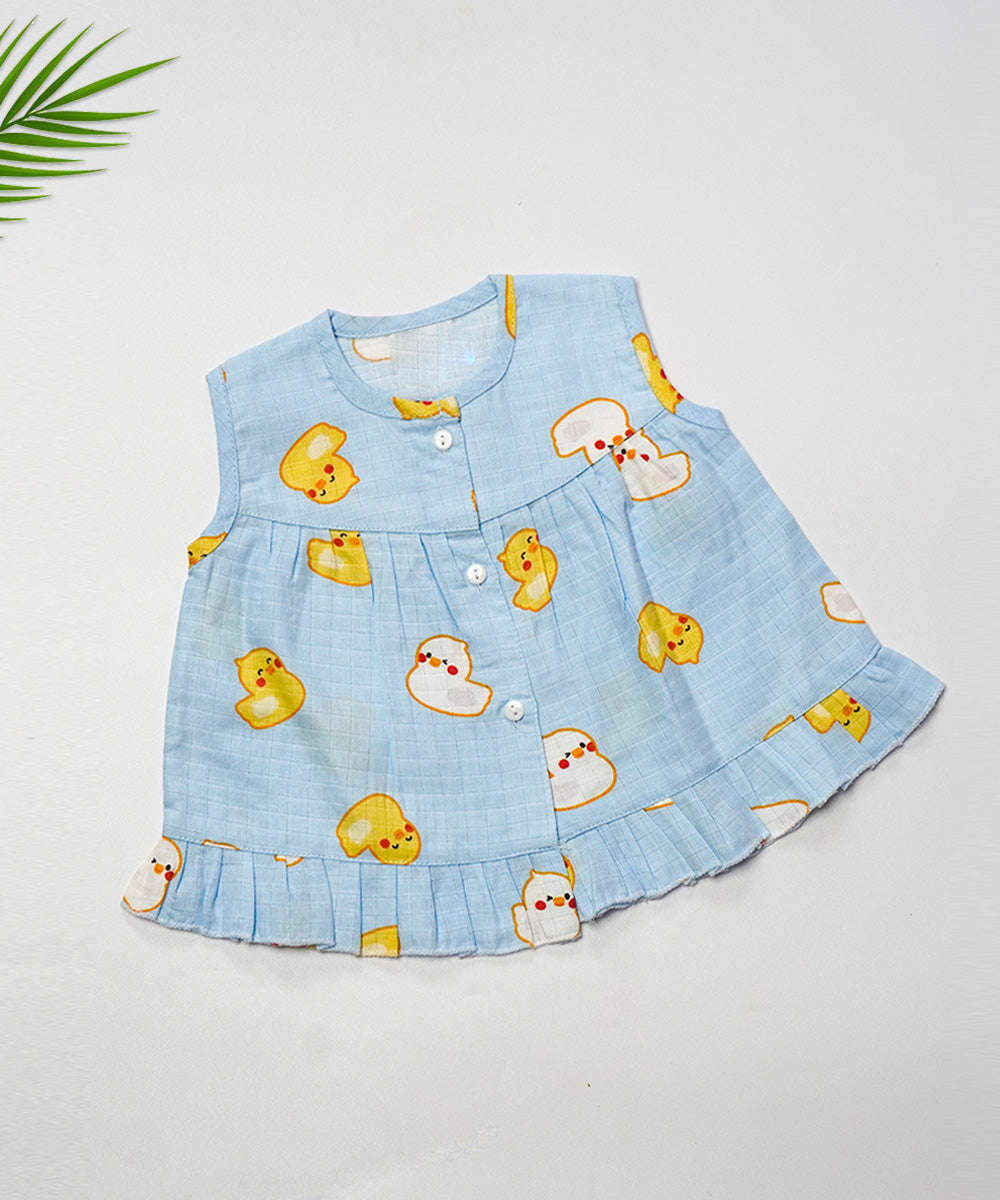 MuslinButton Frock Little Duck Printed