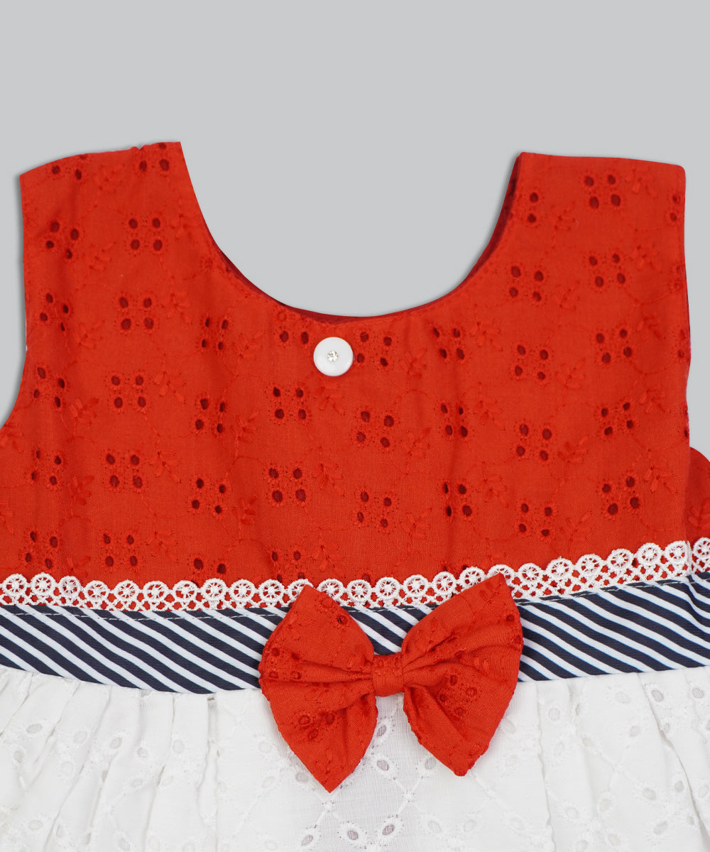 Charming Red & White Cotton Frock