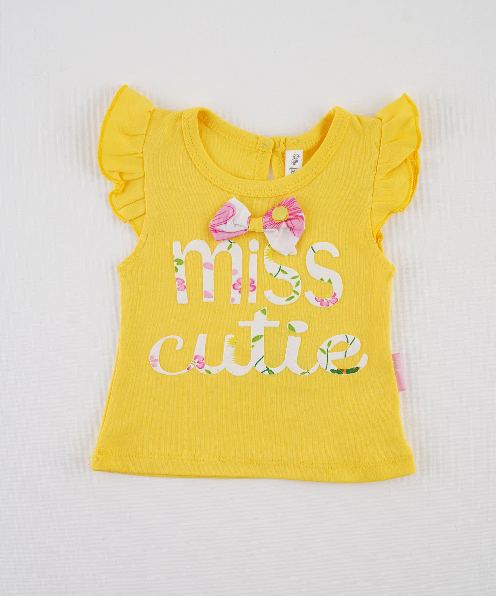 🌸 Yellow "Miss Cutie" Top & Floral Shorts Set 🌸
