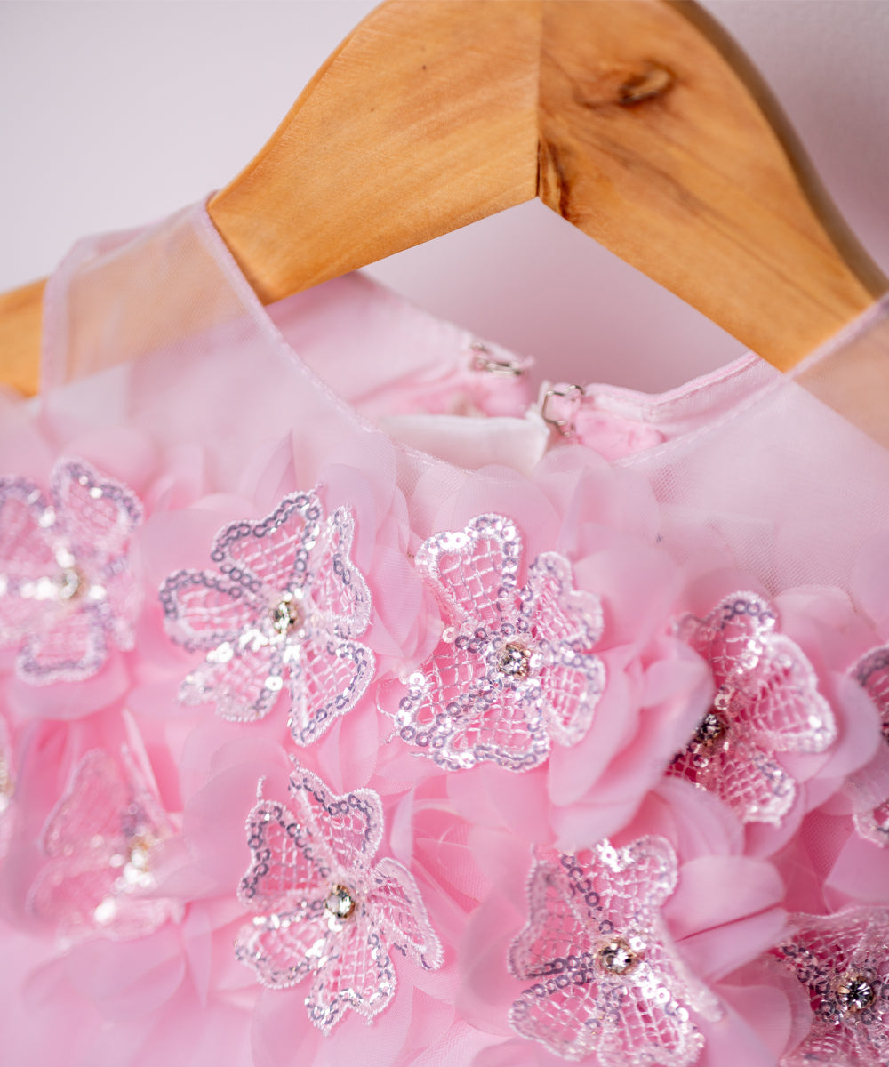 Baby Girl's Pink Sequin Floral Party Dress
