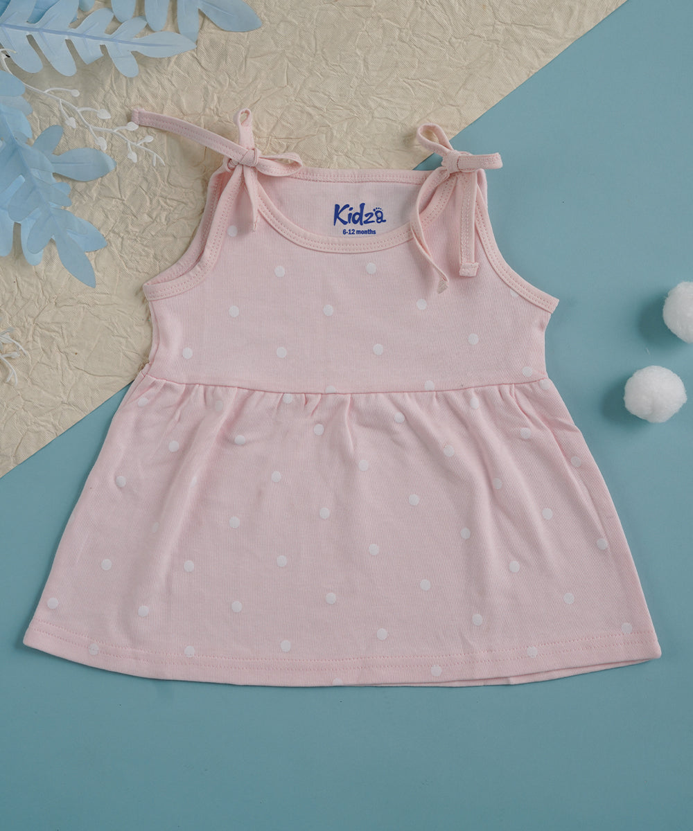 Baby Girls' Pink Polka Dot Sleeveless Frock