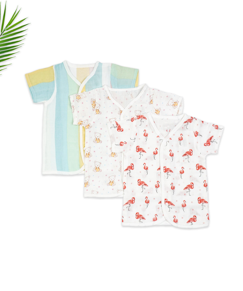 Baby Muslin Sleeve Jablas - Set of 3 Flamingo Pattern
