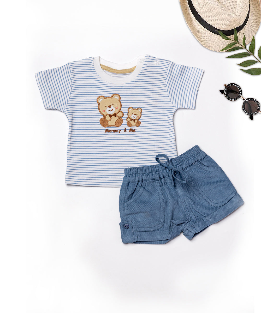 Baby Boy’s "Mommy & Me" Striped T-Shirt & Shorts Set