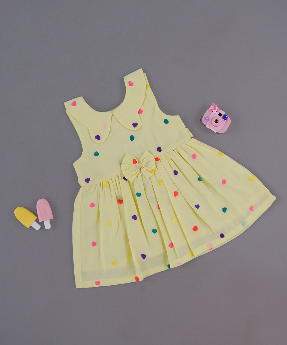 💛 Yellow Sprinkle Heart Frock – Baby Girl Edition