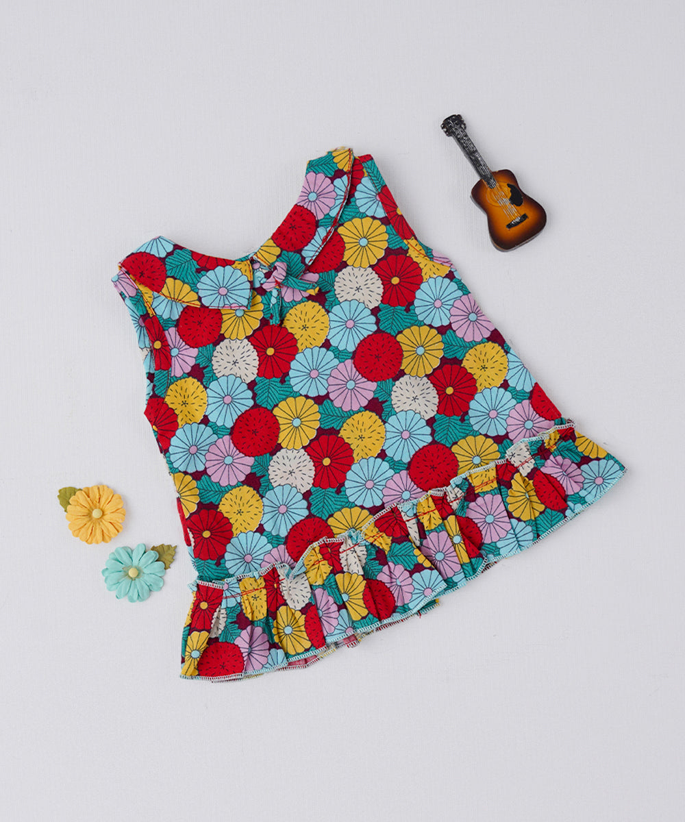 🌸 Bold Blooms Sleeveless Frock – Vibrant & Fun for Baby Girls