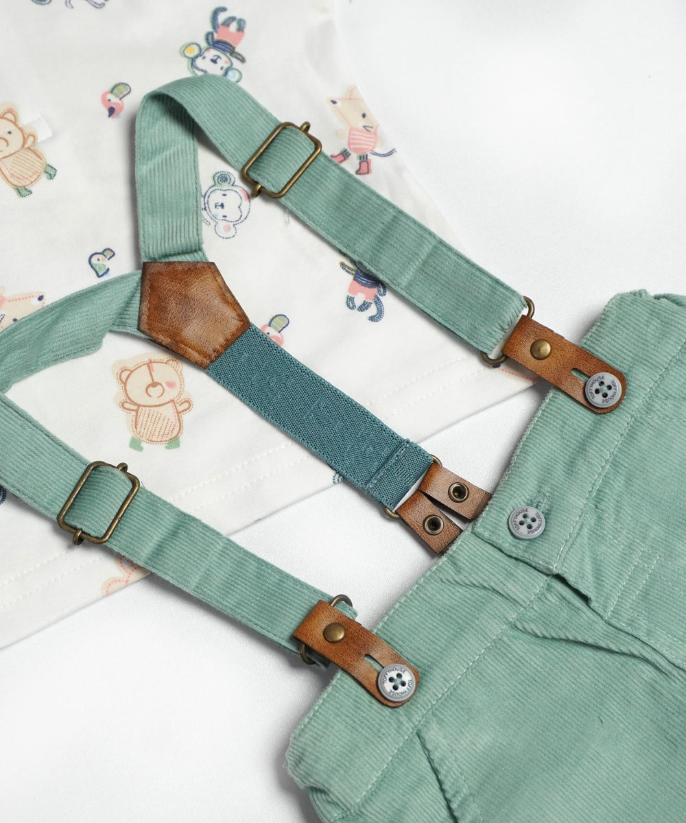 Stylish Baby Boy Shirt and Suspender Shorts Set