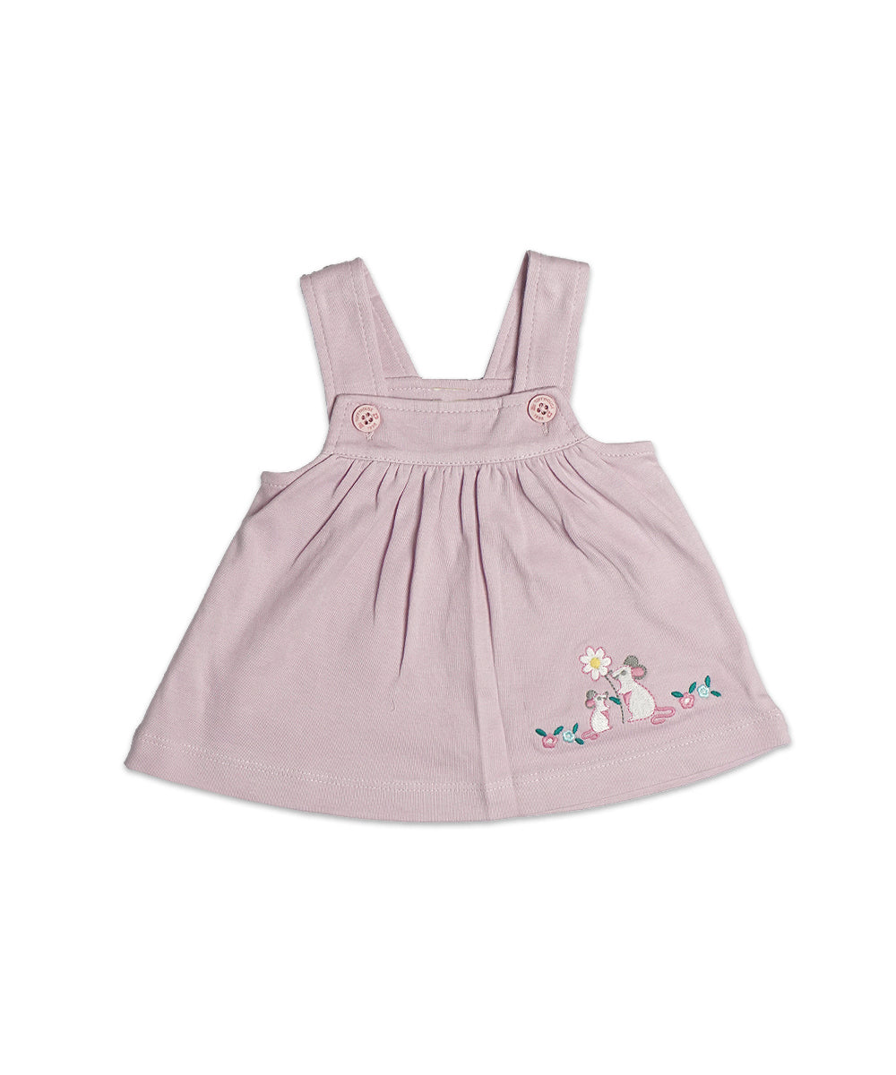 Sweet Lavender Pinafore Dress Set for Babies