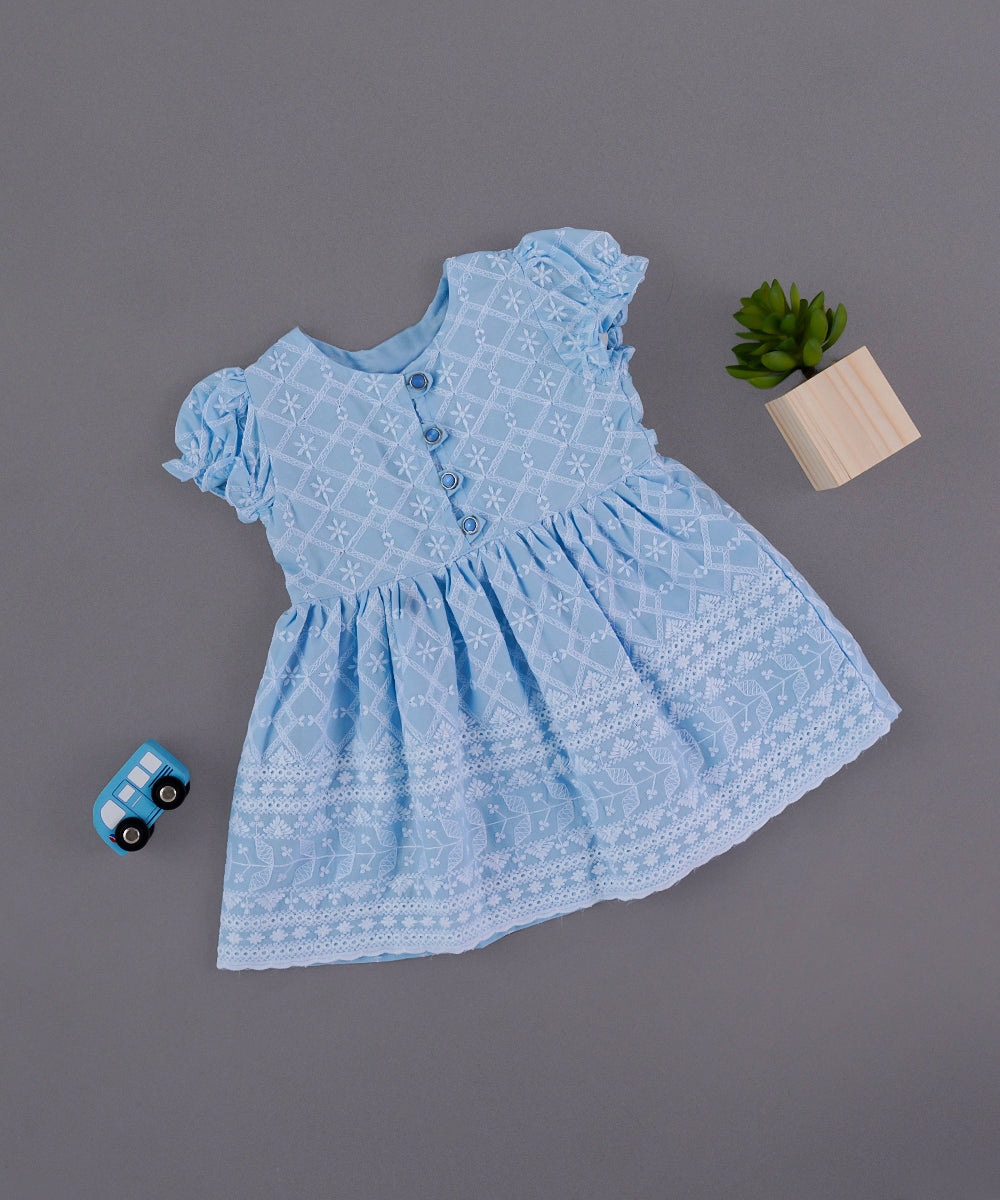 Sky Blue Embroidered Elegance Frock 💎✨