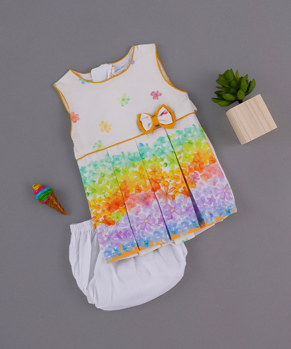 🌼 Rainbow Garden Floral Frock with Bottom