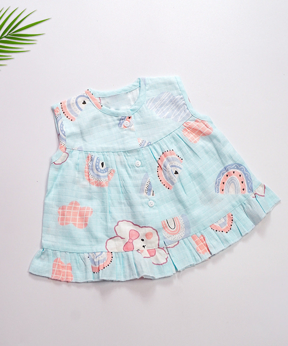 MuslinButton Frock Kitty Printed