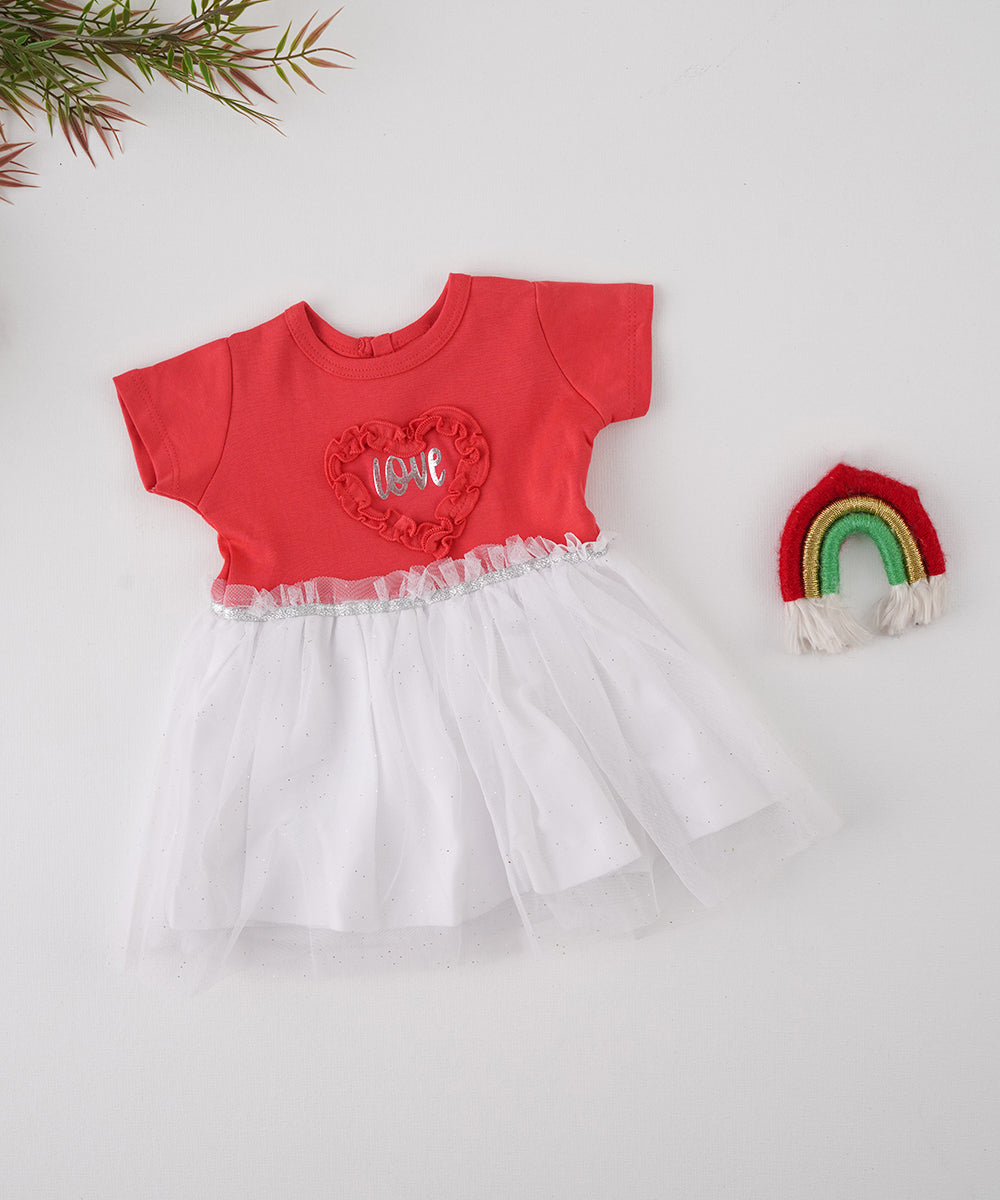 💖 Red Love T-Shirt & White Tulle Skirt Dress 💖