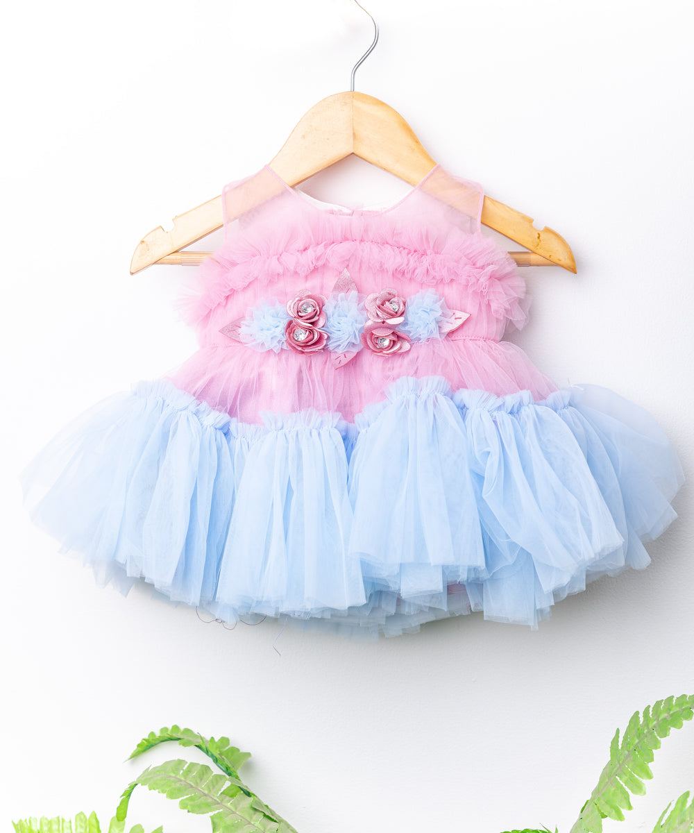 Dreamy Pink & Blue Baby Party Dress – Princess Style