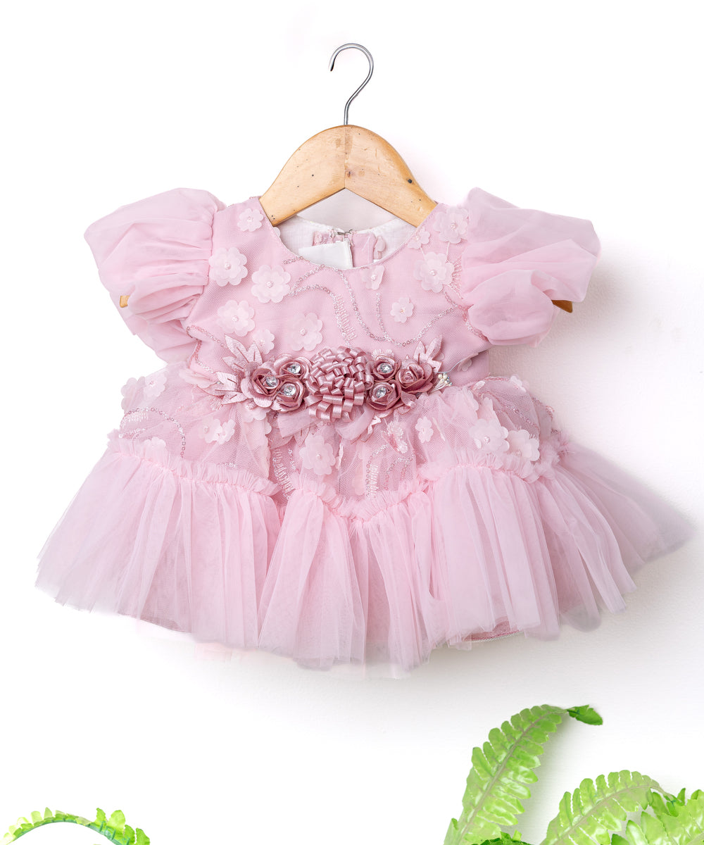 Elegant Pink Party Dress for Baby Girls – Floral & Fancy
