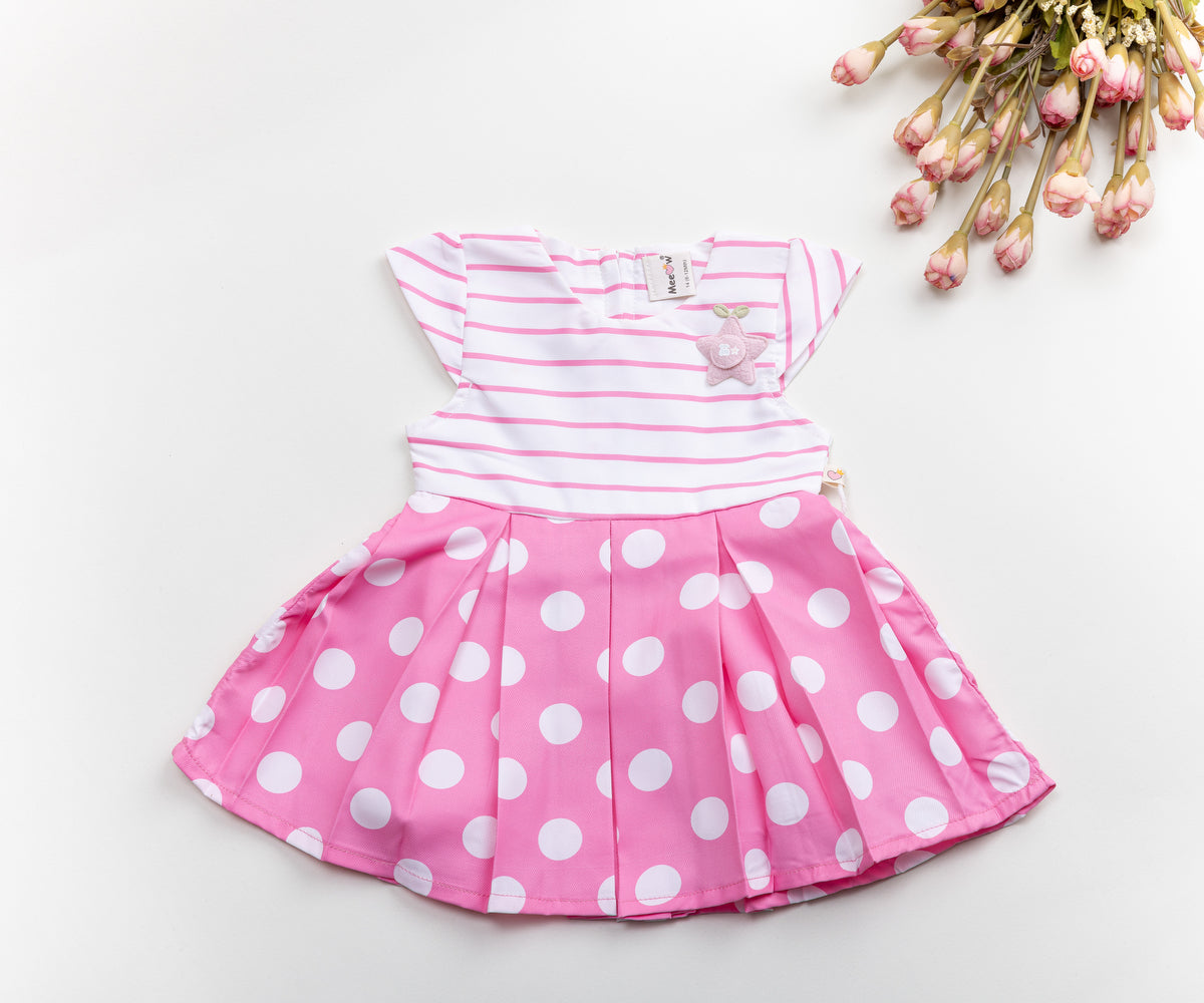 Pink Striped & Polka Dot Baby Dress – Cute & Comfortable