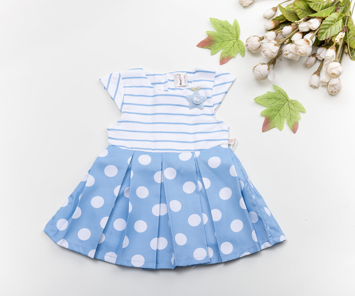 Blue Striped & Polka Dot Baby Dress – Adorable & Comfortable