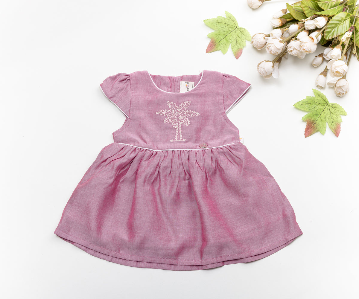 Classic Mauve Cotton Baby Dress – Simple & Elegant