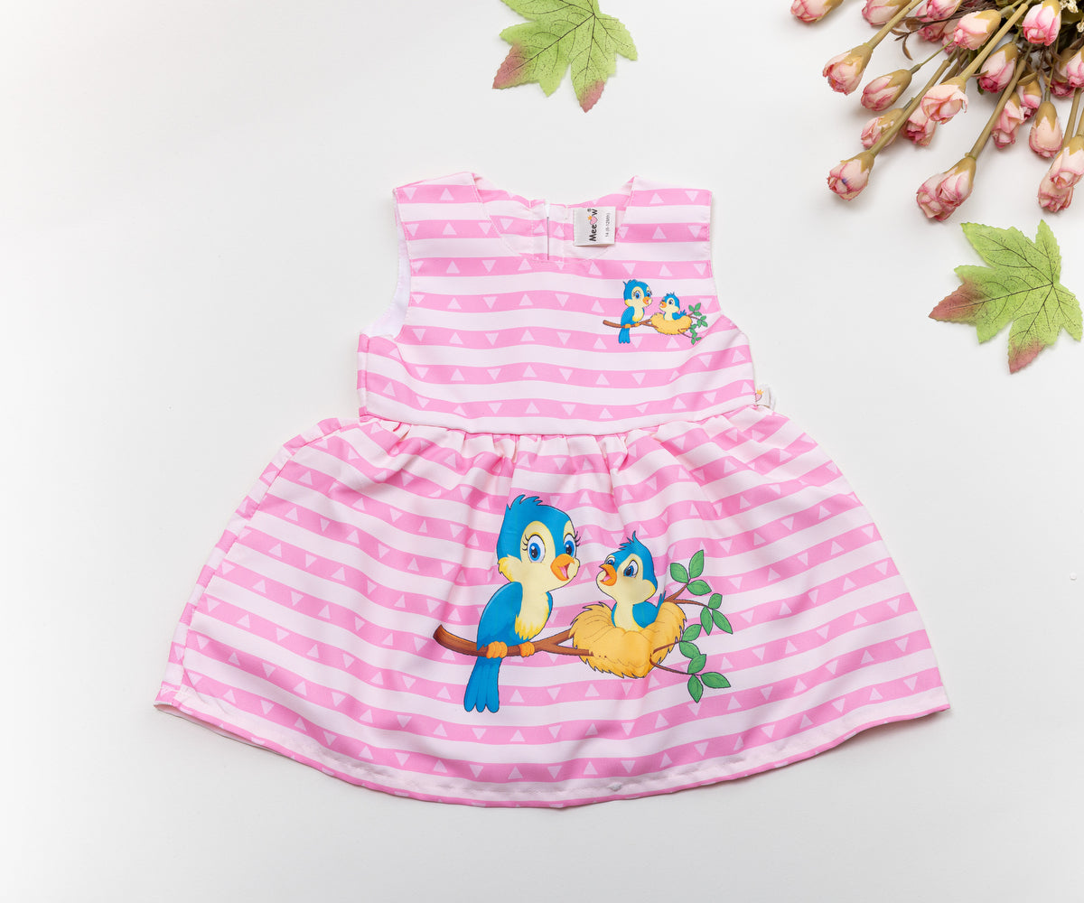 🐦 Pink Striped Birdie Frock 🐦