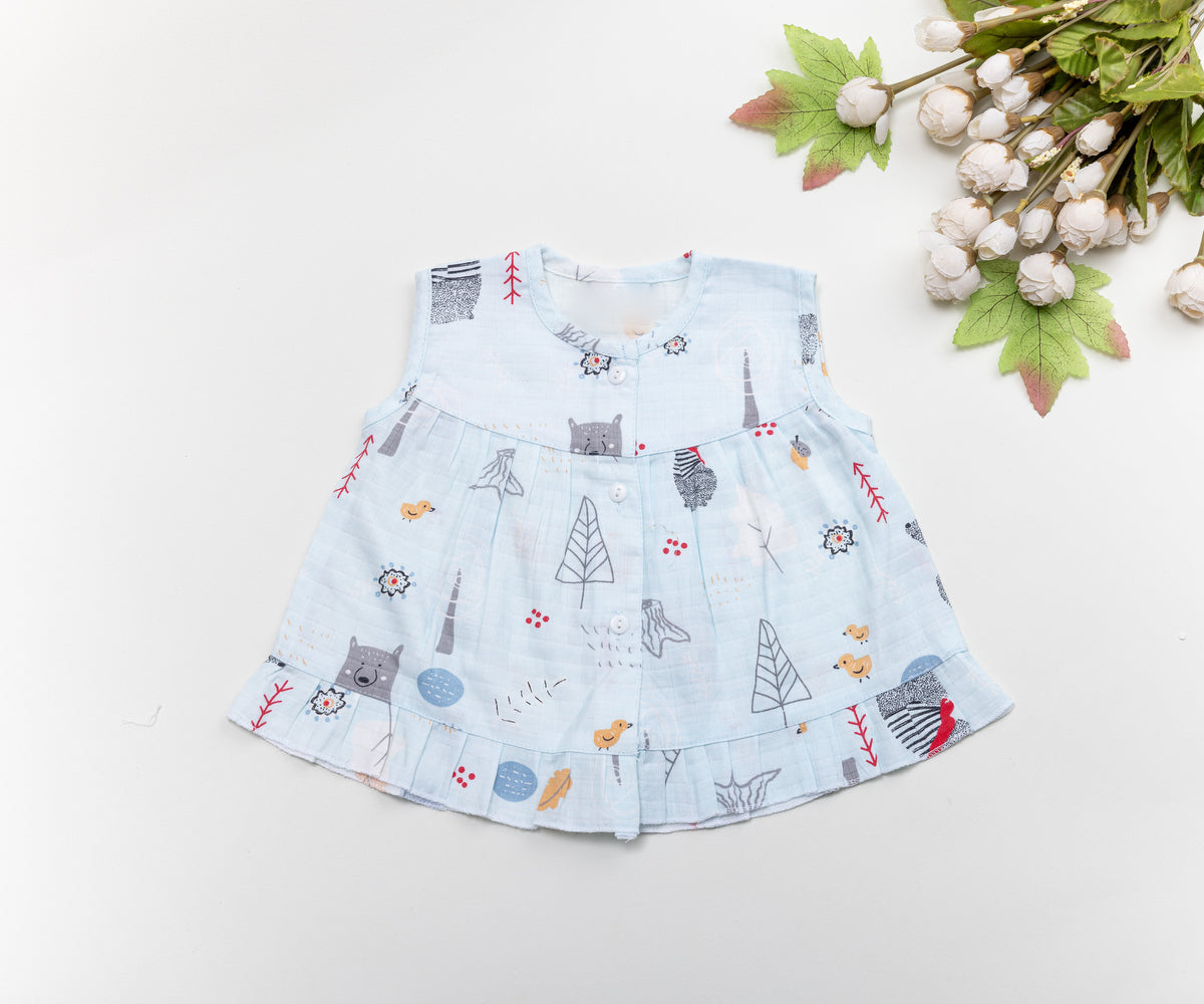 Light Blue Muslin Baby Dress