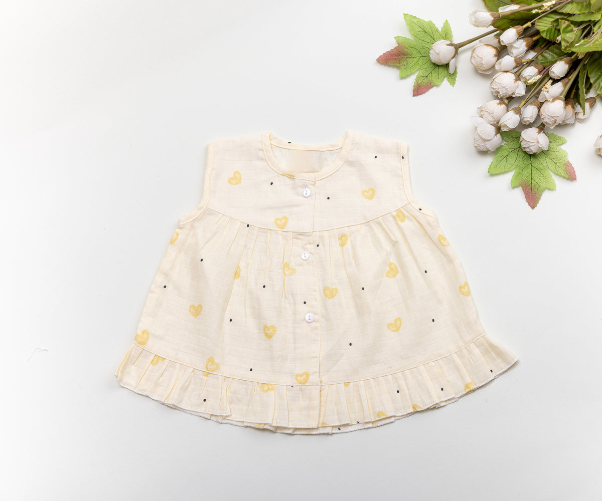 Cream Muslin Baby Dress – Soft & Adorable