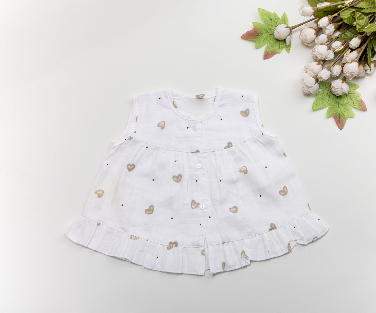 White Muslin Baby Dress – Soft & Elegant