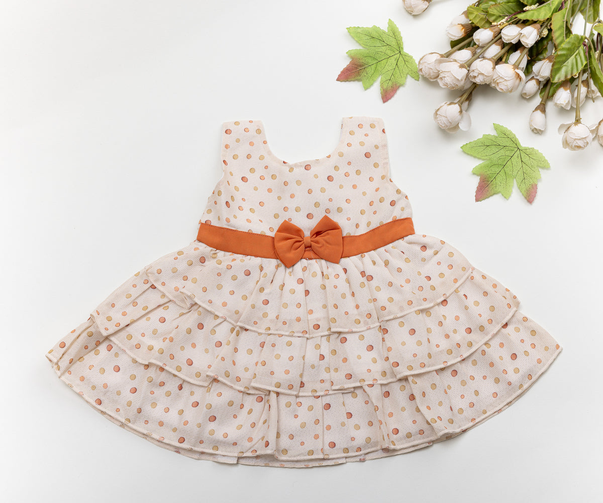 Orange Polka Dot Tiered Frock – Classic & Stylish