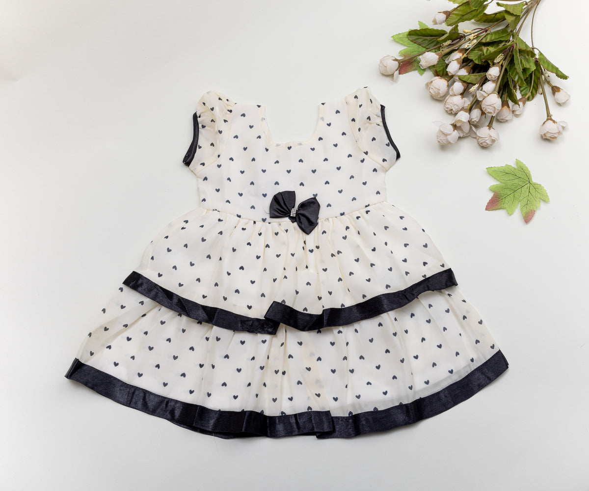 🖤 Elegant Black & White Heart Frock 🖤
