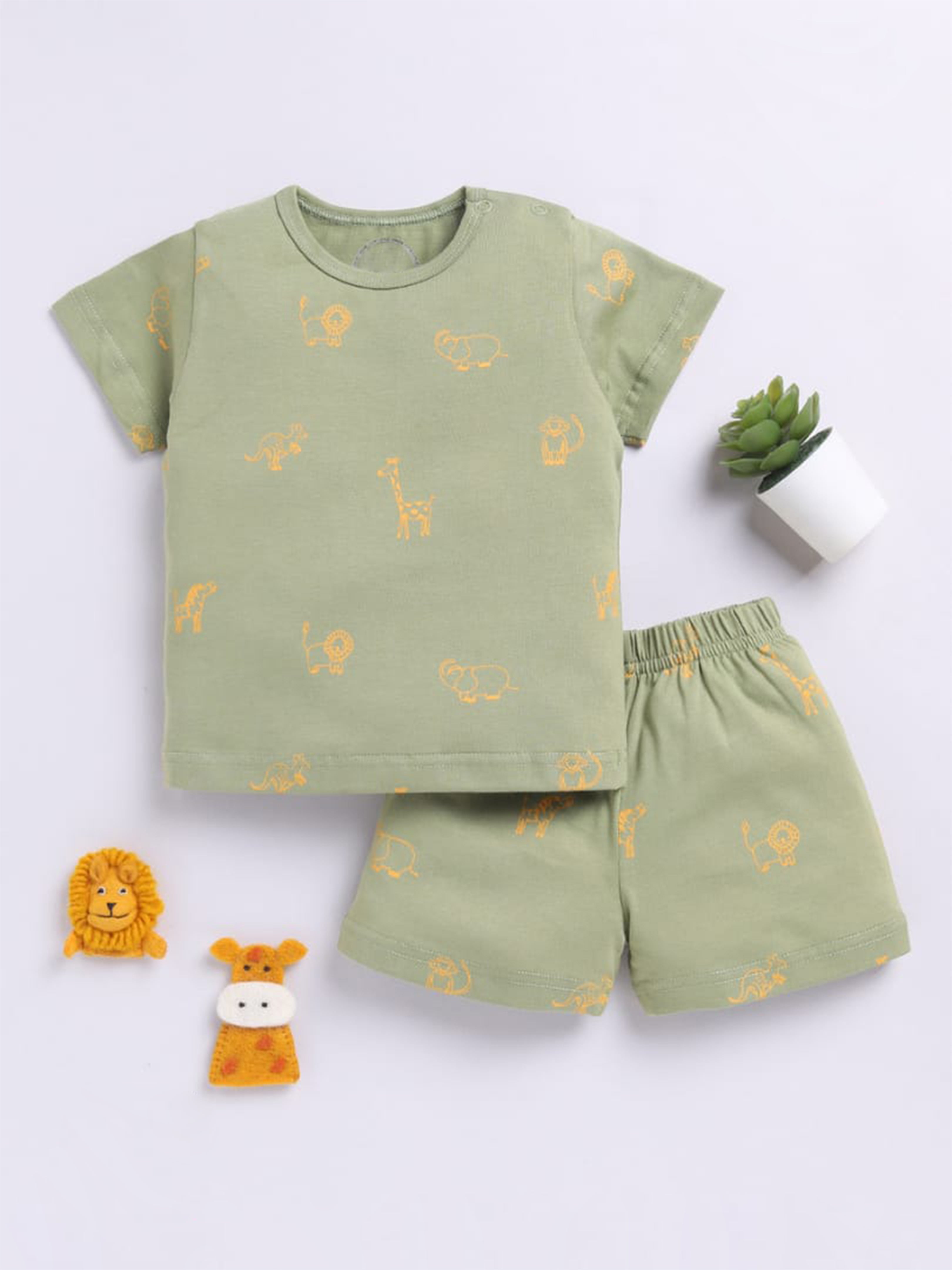 Safari Animal Print Co-ord Set – Olive Green
