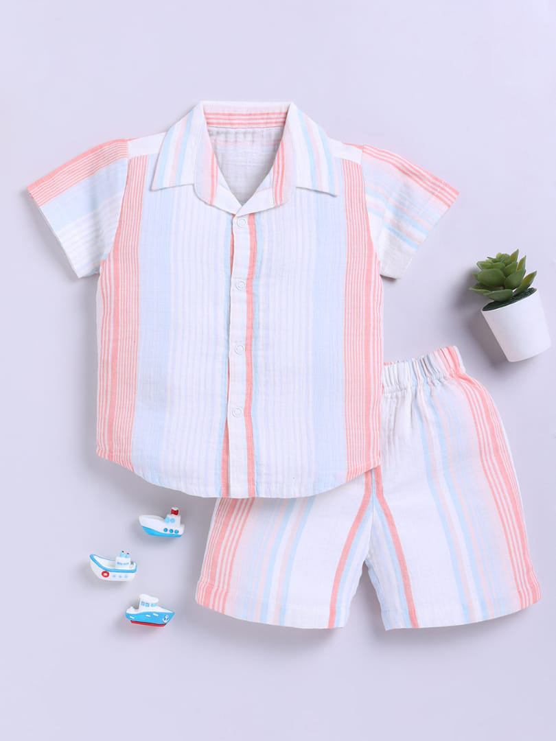 Pastel Striped Cotton Co-ord Set for Boys 🚢🎨