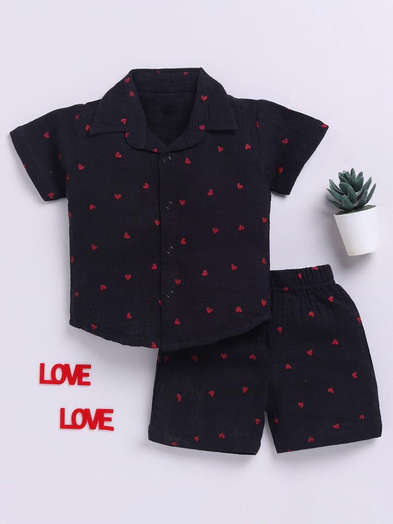 Black Love-Print Co-ord Set for Boys 🖤❤️