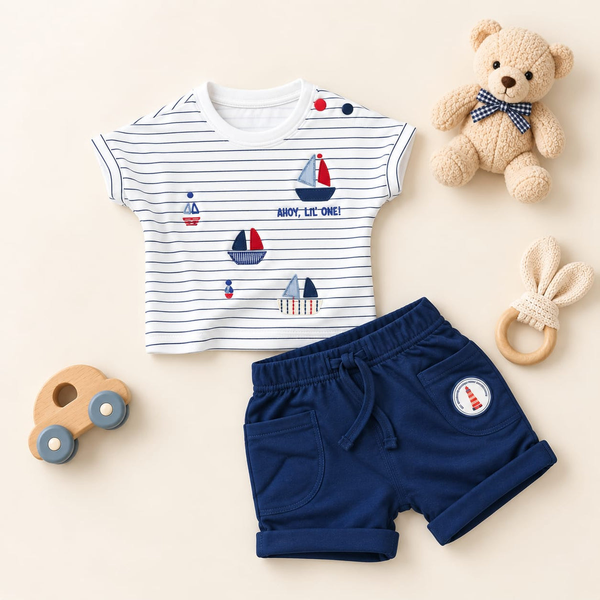 Little Sailor Striped T-Shirt & Shorts Set